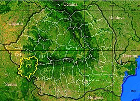 Harta României cu județul Caraș-Severin indicat