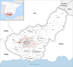 Kommunens läge i provinsen Granada