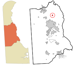 Location in Kent County and the state of Delaware.