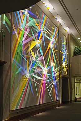 Stephen Knapp's installation First Symphony (2006) at Ball State University in Muncie, Indiana, is an example of the lightpainting medium, which the artist developed. Knapp-First Symphony-angled-2.jpg