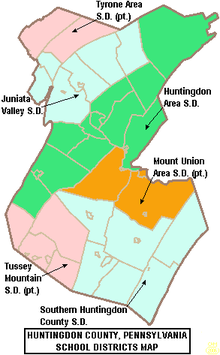Map of Huntingdon County Pennsylvania School Districts.png
