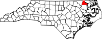 Locatie van Hertford County in North Carolina