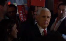 Mike Pence speaking to the press following the 2nd debate. Mike Pence after 2nd GOP debate, September 27, 2023.png