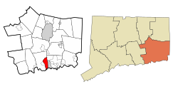 New London County Connecticut Incorporated and Unincorporated areas New London Highlighted 2010.svg