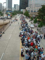 People seeking shelter in the Superdome before the arrival of Hurricane Katrina.