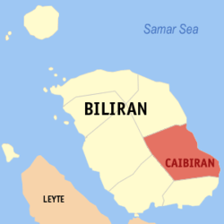 Mapa de Biliran con Caibiran resaltado