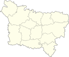 Mapa konturowa Pikardii, blisko centrum na prawo u góry znajduje się punkt z opisem „Saint-Quentin”