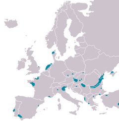 Áreas de nidificación en Europa.