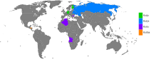 Land hvor Katja (grønt) er mye brukt