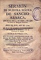 Sermón dedicado a la Virgen de Sancho Abarca venerada en Tauste (1772)