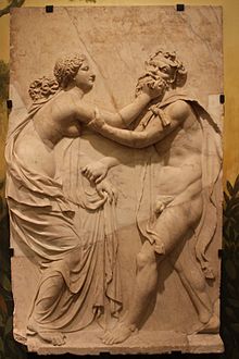 An example of the idealized female resistance: In this Roman depiction of a fight between a Nymph and a Satyr (Naples National Archaeological Museum), the Nymph is shown vigorously resisting the Satyr's sexual advances, punching him on the mouth - lack of which might be construed as implying consent. Satiro y ninfa..JPG