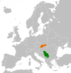 Location map for Serbia and Slovakia.