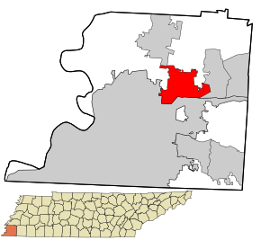 Location in Shelby County and state of Tennessee.