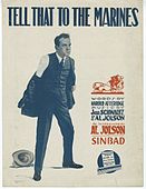 Sheet music cover of 1918 Al Jolson song mimics Flagg's poster.