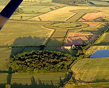 Henge neolítico. Henges Thornborough en Yorkshire del Norte, Reino Unido.