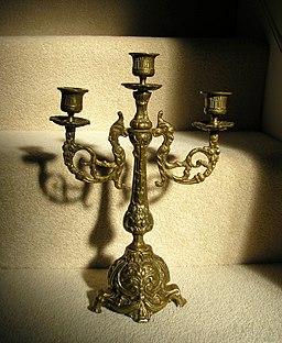 Three arm brass candelabrum