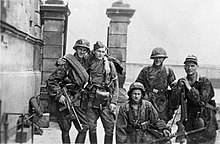 Home Army soldiers from Kolegium "A" of Kedyw formation on Stawki Street in the Wola District of Warsaw, September 1944 Warsaw Uprising by Deczkowki - Kolegium A -15861.jpg