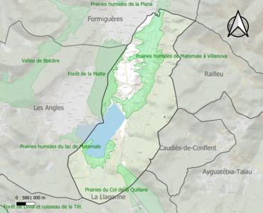 Carte des ZNIEFF de type 1 sur la commune.