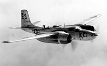 Douglas A-26 Invader light bomber. Introduced at the end of World War II, it would go on to serve in Korea and Indochina as the B-26 (and also replaced USAAF's Martin Marauder medium bomber of that designation). A-26.jpg