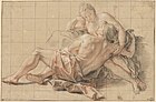Мужчина, отдыхающий на коленях у женщины. Ок. 1716. Бумага, итальянский карандаш, сангина, белила. Лувр, Париж