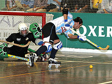 Photographie d'un joueur de rink hockey Argentin