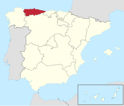 阿斯圖里亞斯 在西班牙的位置