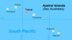 Localização da comuna de Tubuai (a vermelho) nas Austrais.