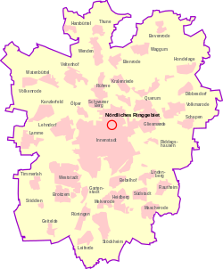 Lage des Quartiers Nördliches Ringgebiet (rot)