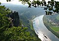 Blick von der Bastei auf die Elbe bei Rathen