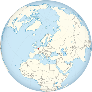 Belgium on the globe (Europe centered).svg