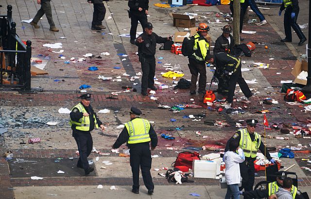 scene after explosions, Boston Marathon, 2013