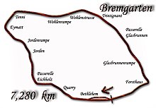 Schéma du tracé du circuit de Bremgarten en 1934. Les noms des virages ne sont pas tous ceux en vigueur à l'époque.