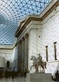 British Museum Great Court, East Portico of Sir Robert Smirke's building with the new roof above;