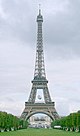 A giant rugby ball between the legs of the Eiffel Tower