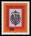 Deutsche Bundespost (1971) issued this stamp on the 100th anniversary of the founding of the Empire - an imperial eagle with the imperial crown.