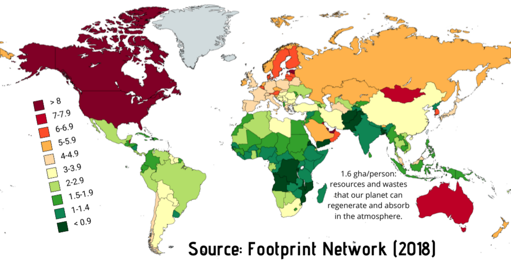 Länder nach ökologischem Fußabdruck pro Kopf (2018)