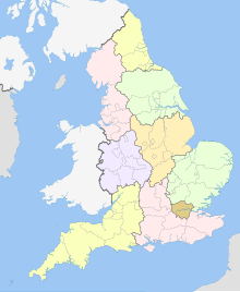 Formal regions of England as defined in 2009 English regions 2009.svg