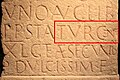 P(rae)P(ositus) STA(tionis) TVRICEN(sis): "head of Zürich customs post" (detail from a Roman tombstone, c. AD 185–200, discovered in 1747)