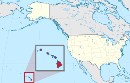 Karte der USA, HawaiiState of Hawaiʻi hervorgehoben