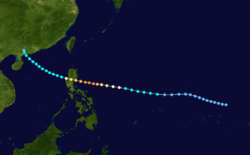 台风艾拉的路径图