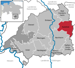 Läget för kommunen Kalefeld i Landkreis Northeim
