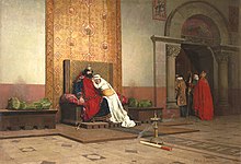 The Excommunication of Robert the Pious (1875) by Jean-Paul Laurens. Robert was able to get his excommunication reversed following the election of the next pope. Laurens excomunication 1875 orsay.jpg