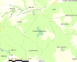 Mapa obce Poiseul-lès-Saulx