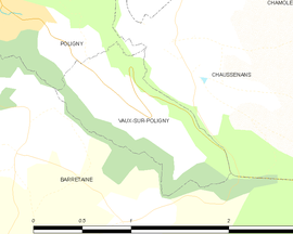 Mapa obce Vaux-sur-Poligny