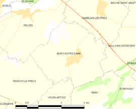 Mapa obce Boiry-Notre-Dame