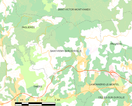 Mapa obce Saint-Rémy-sur-Durolle