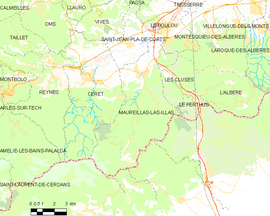 Mapa obce Maureillas-las-Illas