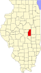 Mapa de Illinois con la ubicación del condado de Piatt