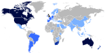 خريطة تظهر نسب الشتات البريطاني حول العالم