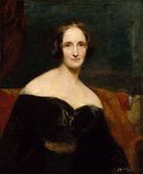 Retrato de Mary Shelley por Richard Rothwell exposto na Royal Academy em 1840, acompanhado pela leitura do poema de Percy Shelley, The Revolt of Islam onde a nomeava da "criança de amor e luz".